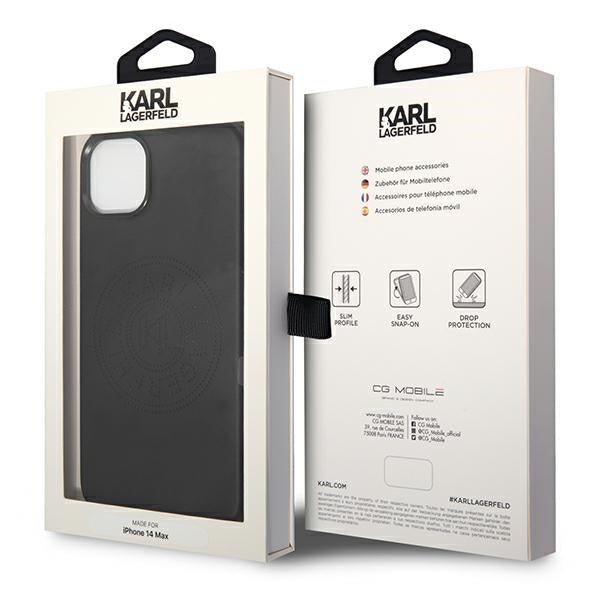 Karl Lagerfeld Leather Perforated Logo Case for iPhone 14 Plus - Black