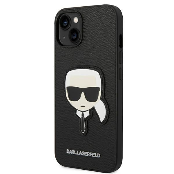 Karl Lagerfeld Saffiano Karl&#39;s Head Patch Case for iPhone 14 Plus - Black