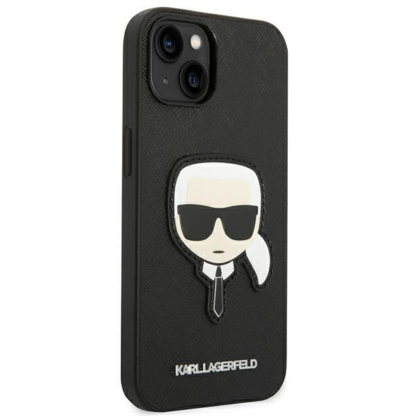 Karl Lagerfeld Saffiano Karl&#39;s Head Patch Case for iPhone 14 Plus - Black