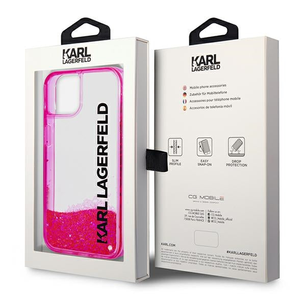 Karl Lagerfeld Liquid Glitter Elong Case for iPhone 14 Plus - Pink
