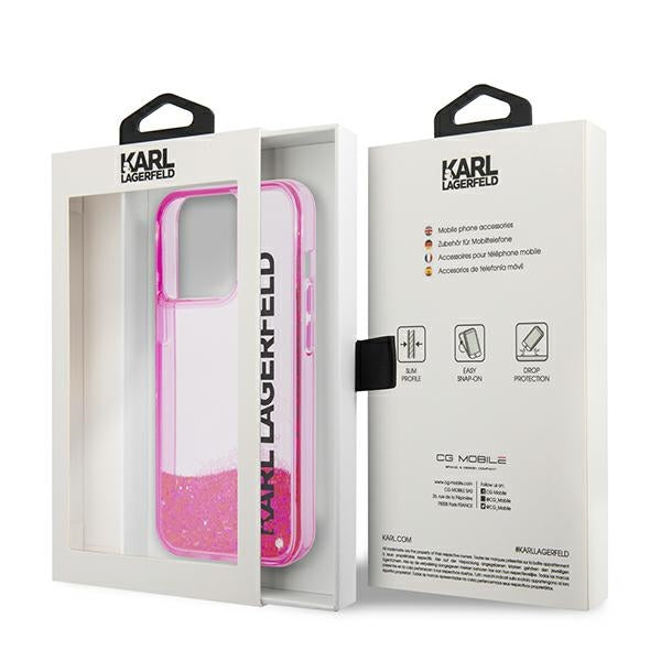 Karl Lagerfeld Liquid Glitter Elong Case for iPhone 14 Pro - Pink