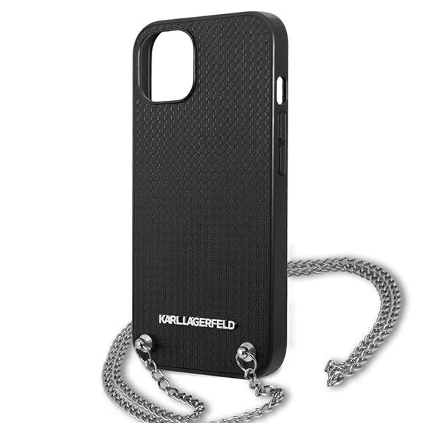 Karl Lagerfeld KLHCP13SPMK iPhone 13 mini 5,4 "hardcase black / black Leather Textured and Chain