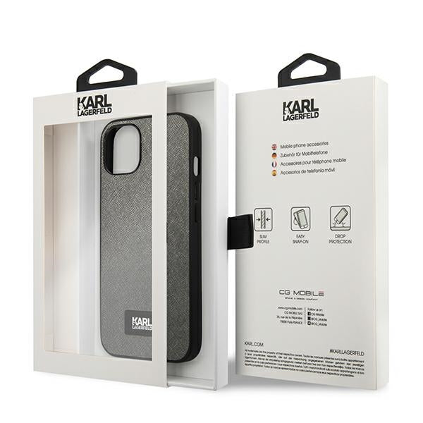 Karl Lagerfeld KLHCP13SSFMP2DG iPhone 13 mini 5,4 "hardcase silver / silver Saffiano Plaque