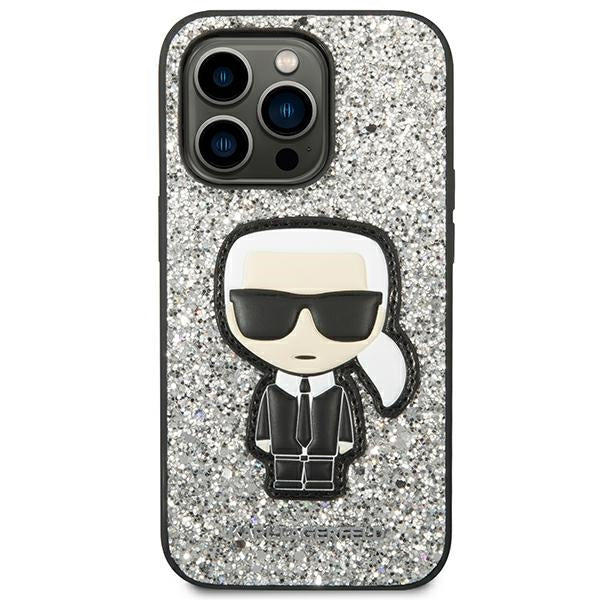 Karl Lagerfeld KLHCP14LGFKPG iPhone 14 Pro 6.1 "hardcase silver / silver Glitter Flakes Ikonik