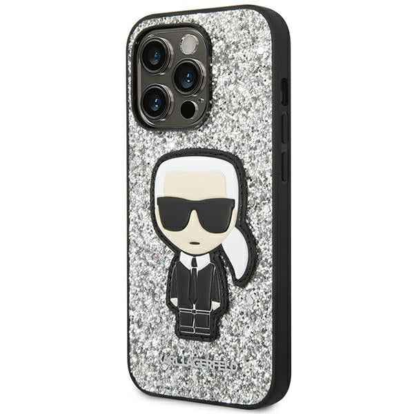 Karl Lagerfeld KLHCP14LGFKPG iPhone 14 Pro 6.1 "hardcase silver / silver Glitter Flakes Ikonik
