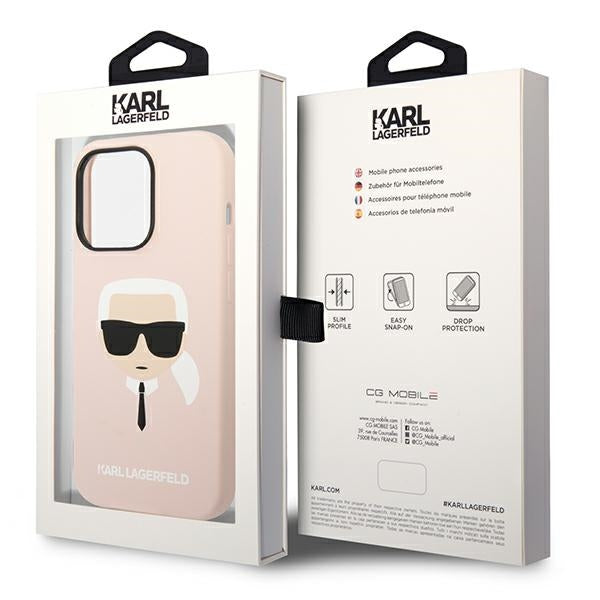 Karl Lagerfeld KLHCP14LSLKHLP iPhone 14 Pro 6.1 &quot;hardcase pink / pink Silicone Karl`s Head