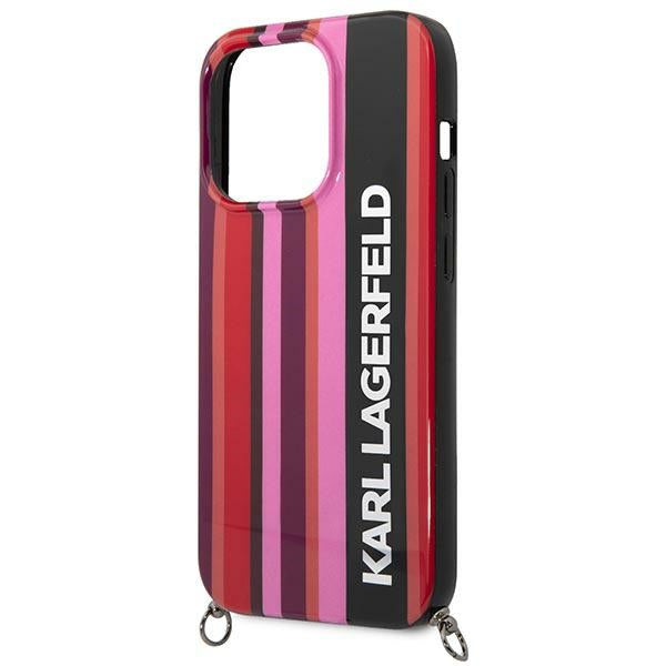 Karl Lagerfeld Color Stripes Strap Case for iPhone 14 Pro - Pink