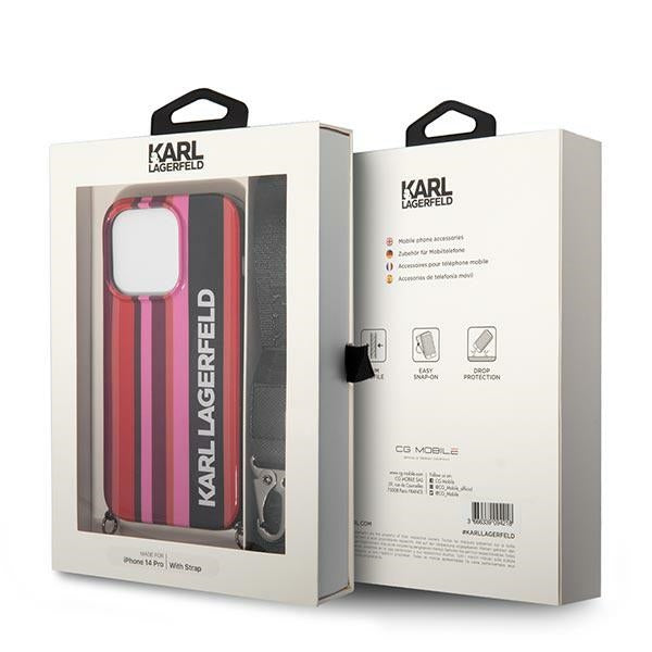Karl Lagerfeld Color Stripes Strap Case for iPhone 14 Pro - Pink