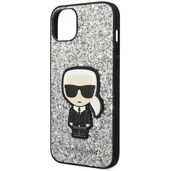 Karl Lagerfeld KLHCP14MGFKPG iPhone 14 Plus 6.7 "hardcase silver / silver Glitter Flakes Ikonik