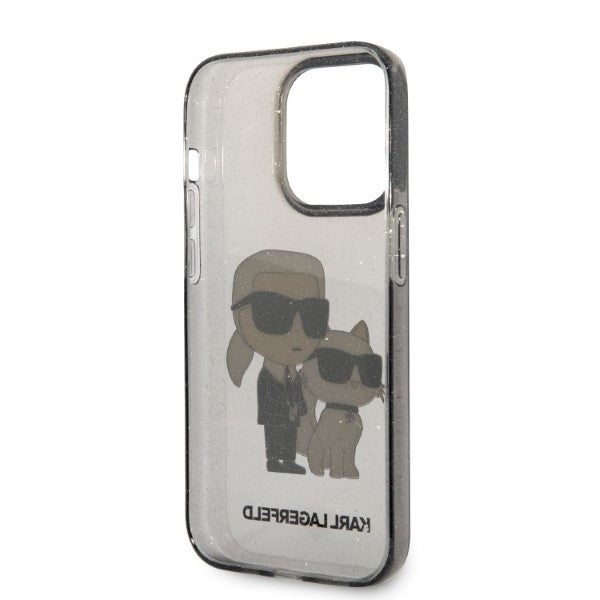 Karl Lagerfeld Glitter Karl&amp;Choupette case for iPhone 14 Pro - black