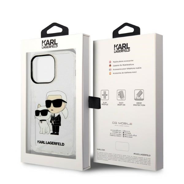 Karl Lagerfeld Glitter Karl&amp;Choupette case for iPhone 14 Pro - transparent