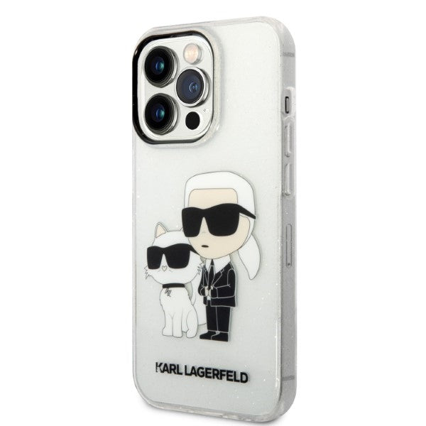 Karl Lagerfeld Glitter Karl&amp;Choupette case for iPhone 14 Pro - transparent