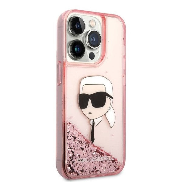 Karl Lagerfeld Glitter Karl's Head case for iPhone 14 Pro - pink