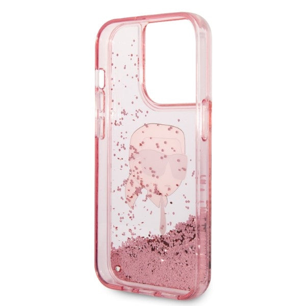 Karl Lagerfeld Glitter Karl's Head case for iPhone 14 Pro - pink