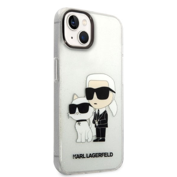 Karl Lagerfeld Glitter Karl&amp;Choupette case for iPhone 14 Plus - transparent