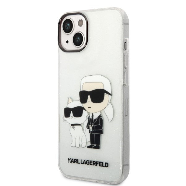 Karl Lagerfeld Glitter Karl&amp;Choupette case for iPhone 14 Plus - transparent