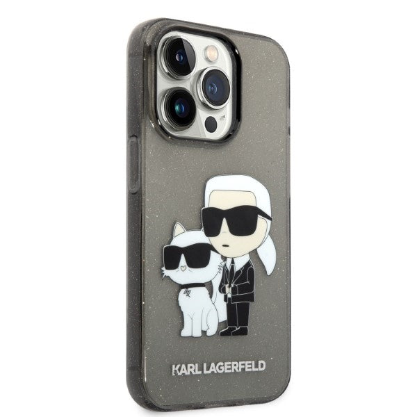 Karl Lagerfeld Glitter Karl&amp;Choupette case for iPhone 14 Pro Max - black