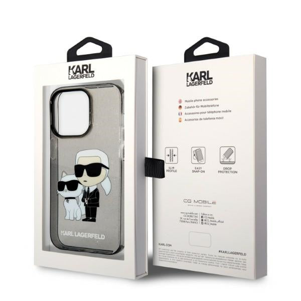 Karl Lagerfeld Glitter Karl&amp;Choupette case for iPhone 14 Pro Max - black