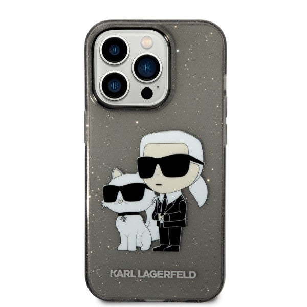 Karl Lagerfeld Glitter Karl&amp;Choupette case for iPhone 14 Pro Max - black