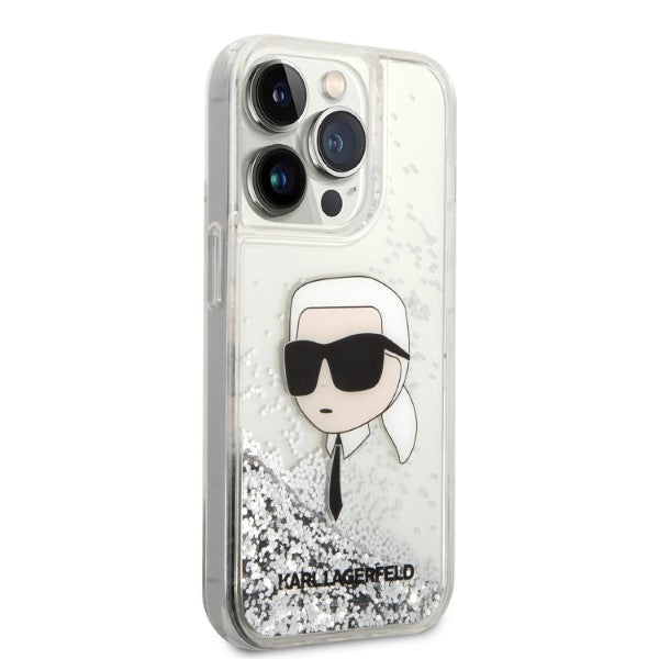 Karl Lagerfeld Glitter Karl's Head case for iPhone 14 Pro Max - silver