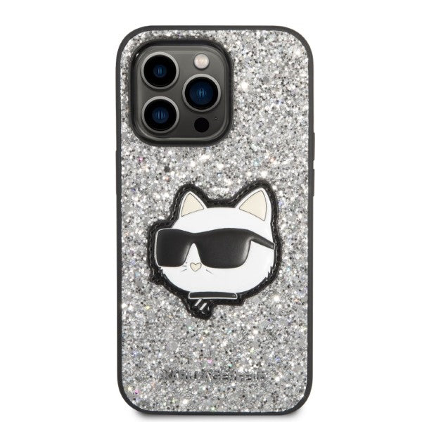 Karl Lagerfeld KLHCP14LG2CPS iPhone 14 Pro 6.1" silver/silver hardcase Glitter Choupette Patch