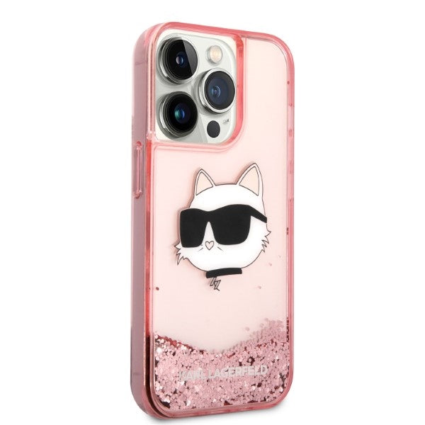 Karl Lagerfeld KLHCP14LLNCHCP iPhone 14 Pro 6.1" pink/pink hardcase Glitter Choupette Head