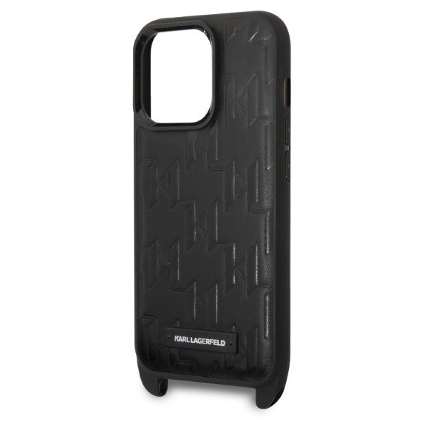 Karl Lagerfeld KLHCP14LSTMMK iPhone 14 Pro 6.1" hardcase black/black Monogram Plaque Logo Strap