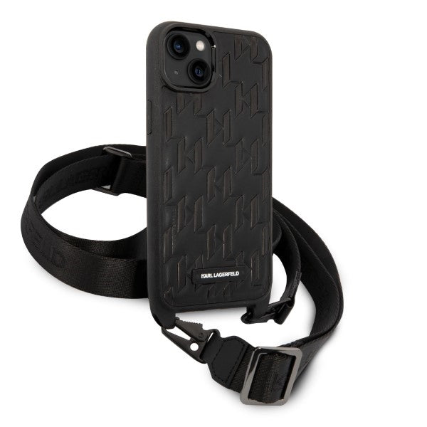 Karl Lagerfeld KLHCP14MSTMK iPhone 14 Plus 6.7" hardcase black/black Monogram Plaque Logo Strap