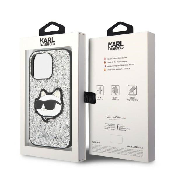 Karl Lagerfeld KLHCP14XG2CPS iPhone 14 Pro Max 6.7" silver/silver hardcase Glitter Choupette Patch