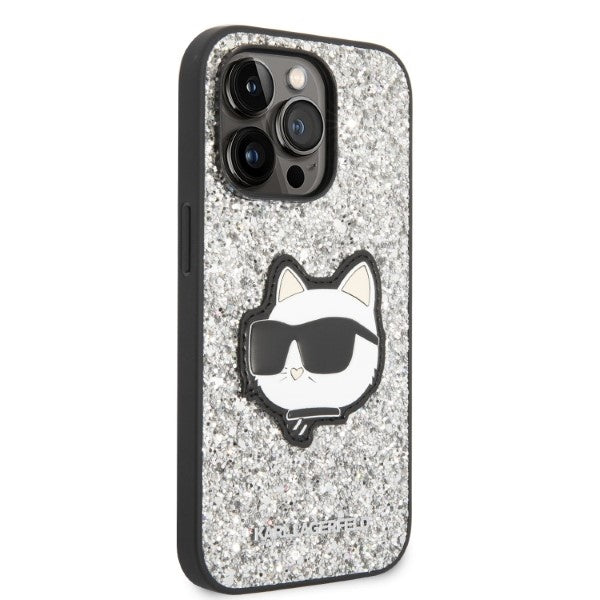 Karl Lagerfeld KLHCP14XG2CPS iPhone 14 Pro Max 6.7" silver/silver hardcase Glitter Choupette Patch