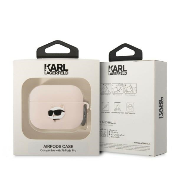 Karl Lagerfeld KLAPRUNCHP AirPods Pro cover pink/pink Silicone Choupette Head 3D