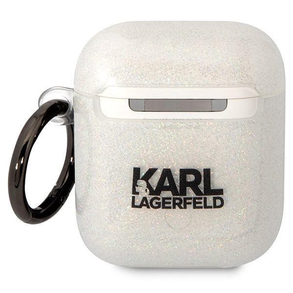 Karl Lagerfeld KLA2HNKCTGT Airpods 1/2 cover transparent Gliter Karl&amp;Choupette