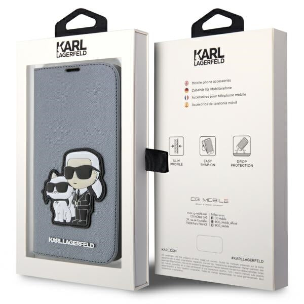 Karl Lagerfeld KLBKP14LSANKCPG iPhone 14 Pro 6.1" bookcase silver/silver Saffiano Karl & Choupette