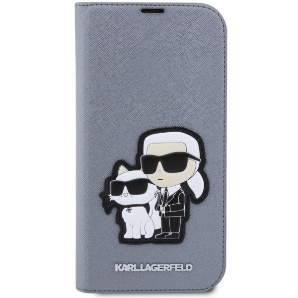 Karl Lagerfeld KLBKP14XSANKCPG iPhone 14 Pro Max 6.7" bookcase silver/silver Saffiano Karl & Choupette