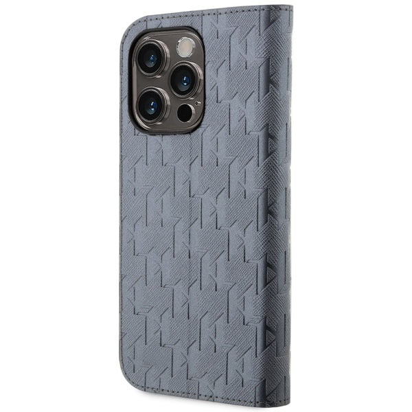 Karl Lagerfeld KLBKP14LSAKLHPG iPhone 14 Pro 6.1" bookcase silver/silver Saffiano Monogram