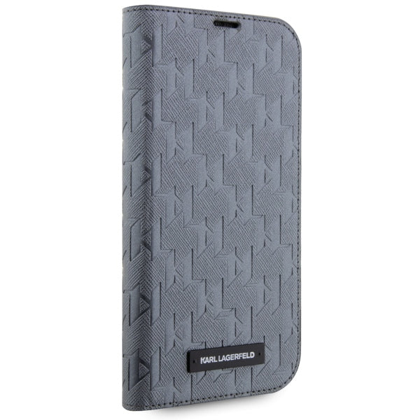 Karl Lagerfeld KLBKP14SSAKLHPG iPhone 14 6.1" bookcase silver/silver Saffiano Monogram