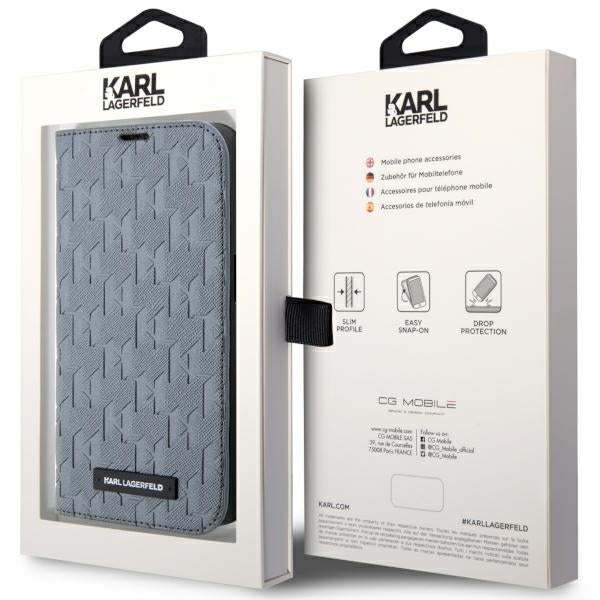 Karl Lagerfeld KLBKP14SSAKLHPG iPhone 14 6.1" bookcase silver/silver Saffiano Monogram