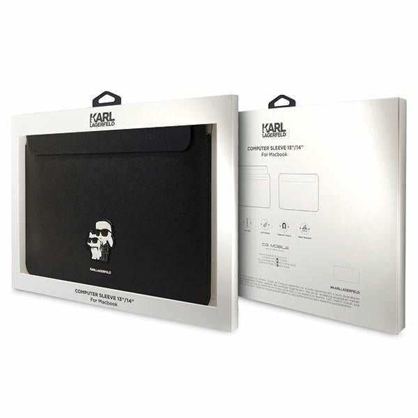 Karl Lagerfeld Saffiano Karl&amp;Choupette case for a 14" laptop - black