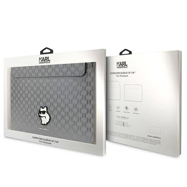 Karl Lagerfeld Saffiano Monogram Choupette case for a 14" laptop - silver