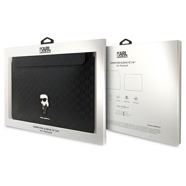 Karl Lagerfeld Saffiano Monogram Ikonik case for a 14" laptop - black