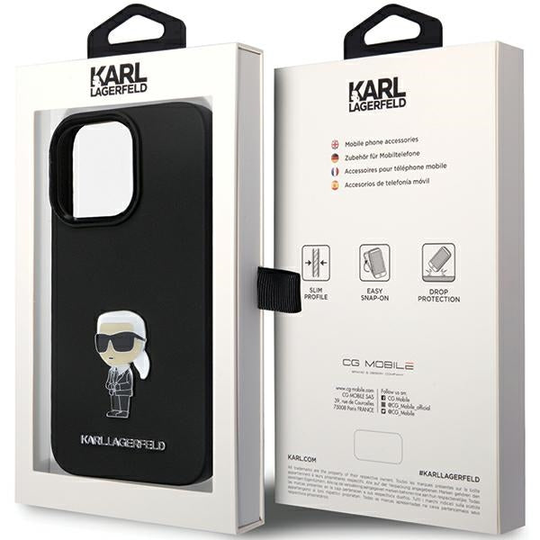 Karl Lagerfeld KLHCP13LSMHKNPK case for iPhone 13 Pro / 13 - black Silicone Ikonik Metal Pin