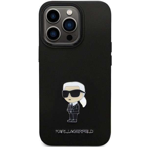 Karl Lagerfeld KLHCP13LSMHKNPK case for iPhone 13 Pro / 13 - black Silicone Ikonik Metal Pin