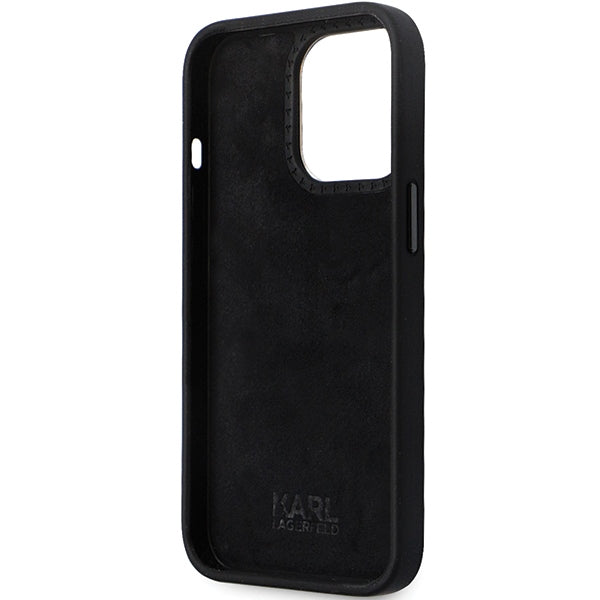 Karl Lagerfeld KLHCP14LSMHKNPK case for iPhone 14 Pro - black Silicone Ikonik Metal Pin