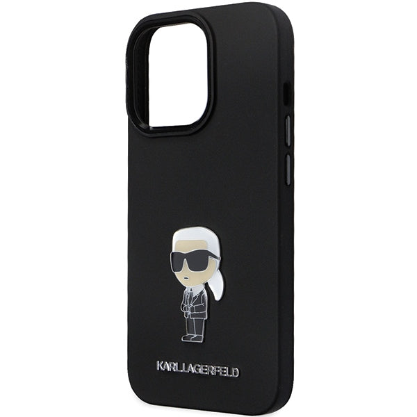 Karl Lagerfeld KLHCP14LSMHKNPK case for iPhone 14 Pro - black Silicone Ikonik Metal Pin