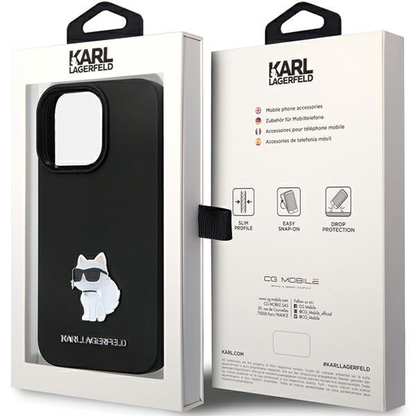 Karl Lagerfeld KLHCP14XSMHCNPK case for iPhone 14 Pro Max 6.7" - black Silicone C Metal Pin