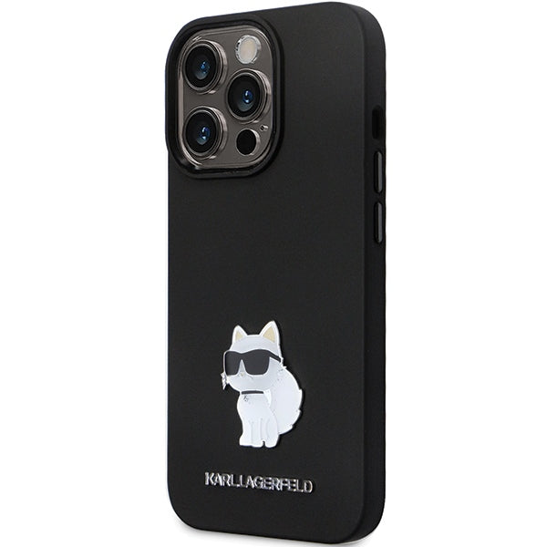 Karl Lagerfeld KLHCP14XSMHCNPK case for iPhone 14 Pro Max 6.7" - black Silicone C Metal Pin