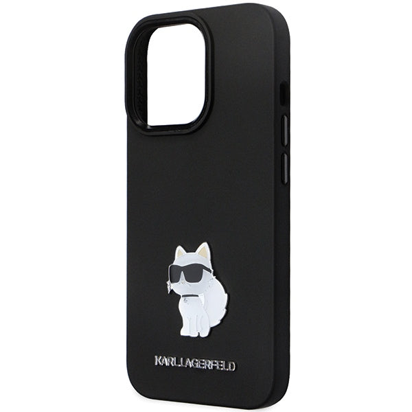 Karl Lagerfeld KLHCP14XSMHCNPK case for iPhone 14 Pro Max 6.7" - black Silicone C Metal Pin
