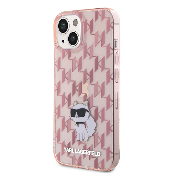 Karl Lagerfeld Monogram Choupette case for iPhone 15 - pink