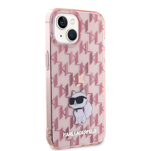 Karl Lagerfeld Monogram Choupette case for iPhone 15 - pink