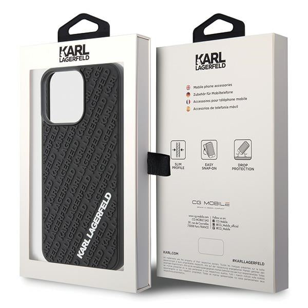 Karl Lagerfeld 3D Rubber Multi Logo case for iPhone 15 Pro Max - black